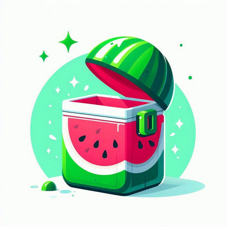 watermelon in a bucket on a white background. Vector illustration.のイラスト素材