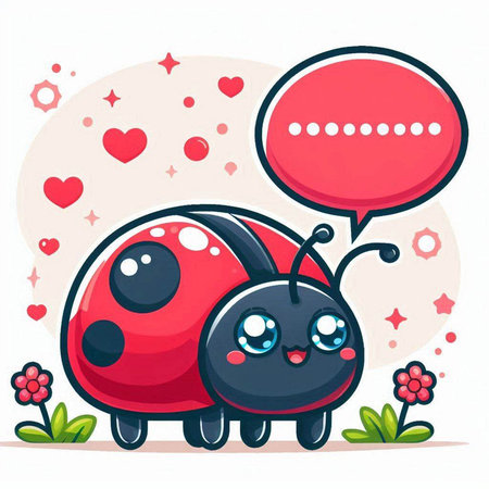 Cute ladybug with speech bubble. Vector illustration. Cartoon style.のイラスト素材