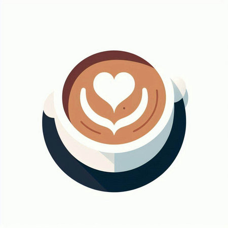 Coffee cup with heart icon. Vector illustration in flat styleのイラスト素材
