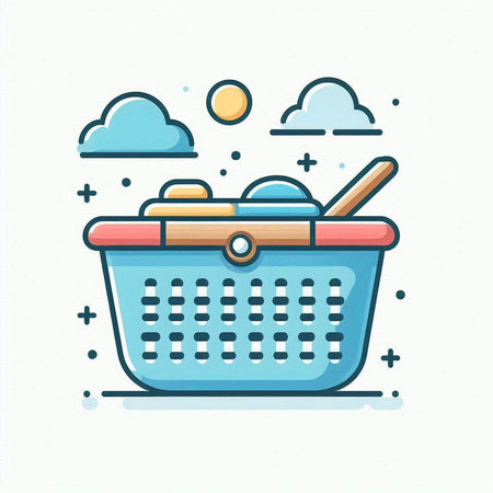 Shopping basket icon in line art style on white background. Vector illustration.のイラスト素材