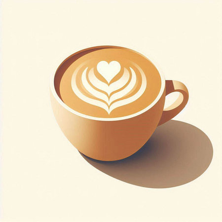 Cup of coffee with heart shape on it. Vector illustration.のイラスト素材