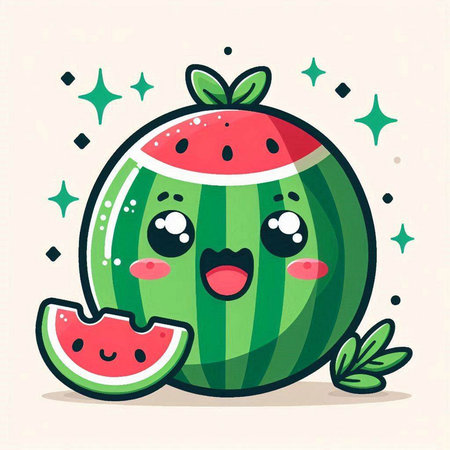 Cute watermelon character. Cute watermelon vector illustration.のイラスト素材