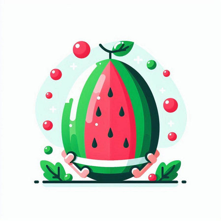 Watermelon vector illustration. Watermelon in flat style. Summer fruit.のイラスト素材