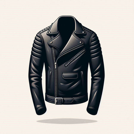 Black leather jacket on a white background. Vector illustration for your designのイラスト素材
