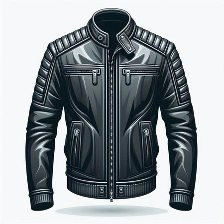 Vector illustration of a black leather jacket isolated on a white background.のイラスト素材
