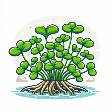 Illustration of a young sprout with roots. Vector illustration.のイラスト素材