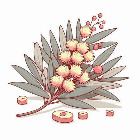 Bouquet of eucalyptus. Vector illustration.のイラスト素材