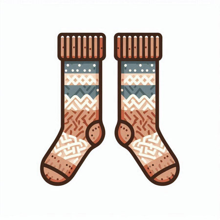 Vector illustration of a pair of warm knitted socks on a white backgroundのイラスト素材