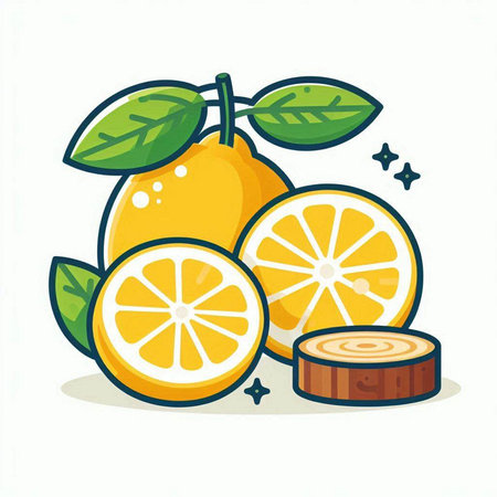 Lemon fruit vector illustration on white background. Fresh citrus fruit.のイラスト素材