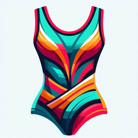 Swimsuit. Vector illustration of a swimsuit with a colorful pattern.のイラスト素材