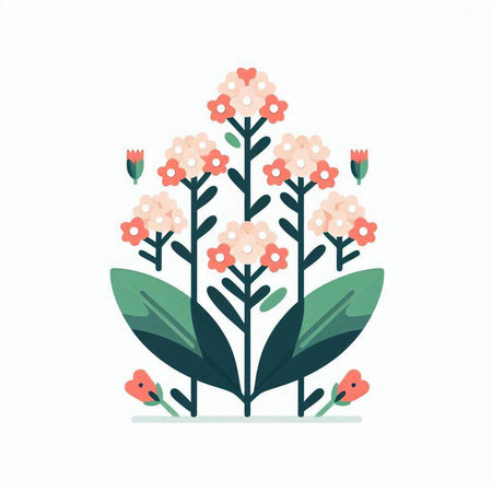 Flower vector illustration in flat style. Cute floral background.のイラスト素材