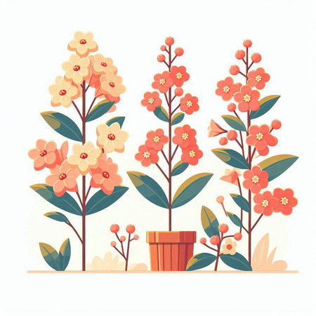 Flower garden. Vector illustration in cartoon style on white background.のイラスト素材