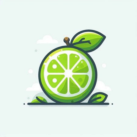 Lime icon in flat style. Juicy fruit vector illustration.のイラスト素材