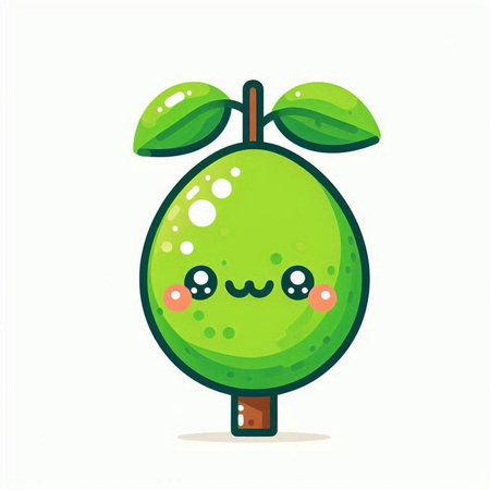 Cute lime fruit character. Vector flat cartoon kawaii illustrationのイラスト素材