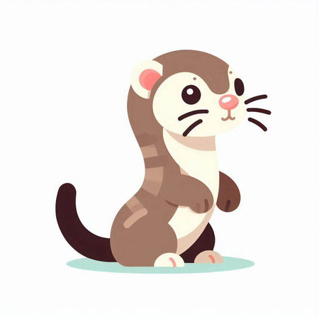 Cute ferret on a white background. Vector illustration in cartoon style.のイラスト素材