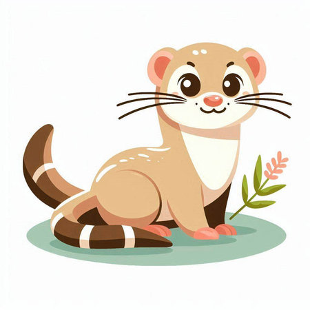 Cute little otter sitting on the ground. Vector illustration.のイラスト素材