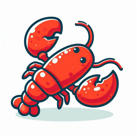 Cute cartoon lobster. Vector illustration isolated on a white background.のイラスト素材