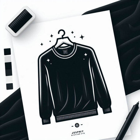 Black and white sweatshirt on a white background. Mockup for your designのイラスト素材