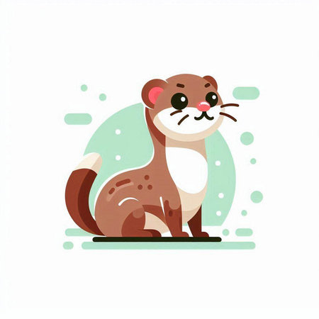 Cute ferret on a white background. Vector illustration in cartoon style.のイラスト素材