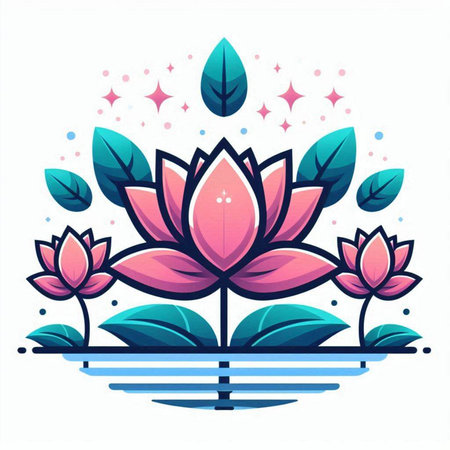 Lotus flower vector icon. Lotus flower vector icon. Lotus flower vector icon. Lotus flower vector icon. Lotus flower vector icon. Lotus flower vector icon. Lotus flower icon.のイラスト素材