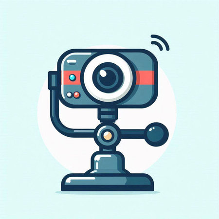 Video camera icon. Vector illustration in flat style. Web camera icon.のイラスト素材