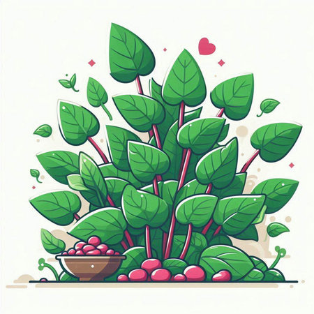 Cranberry plant with leaves and berries. Vector illustration on white background.のイラスト素材