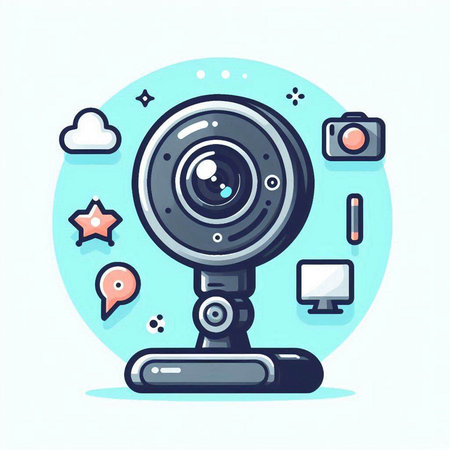 Vector illustration of web camera. Flat design style. Web camera icon.のイラスト素材