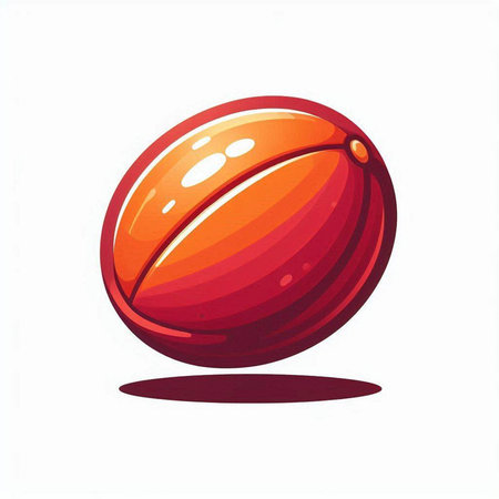 Illustration of a red rugby ball isolated on a white background.のイラスト素材