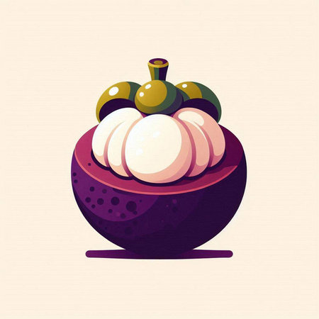 mangosteen vector illustration in flat style. vector illustration.のイラスト素材