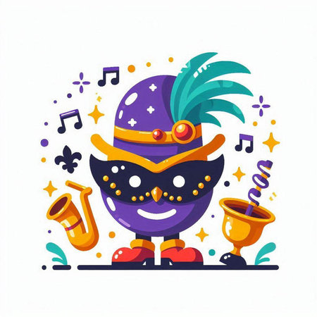 Carnival mask with musical notes. Vector illustration in flat styleのイラスト素材