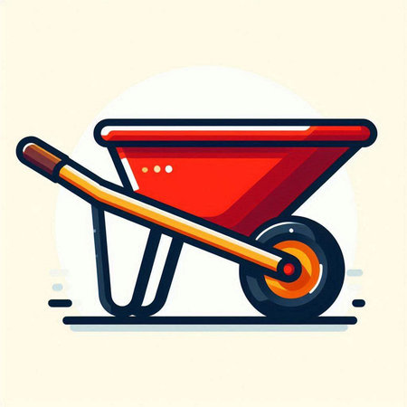 Wheelbarrow icon. Vector illustration in flat cartoon style isolated on white background.のイラスト素材
