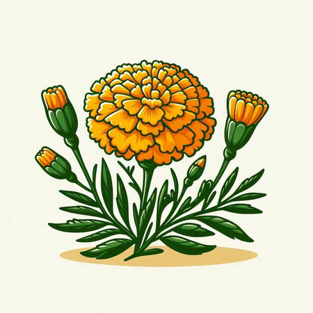 Marigold flower isolated on a white background. Vector illustration.のイラスト素材