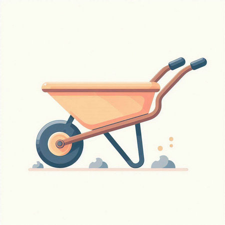 Wheelbarrow. Construction equipment. Vector illustration in cartoon style.のイラスト素材