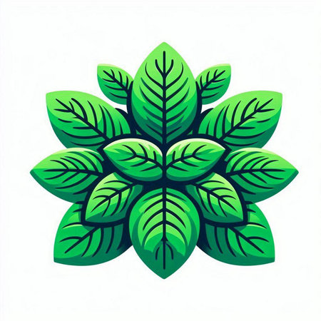 Green leaves icon on white background. Vector illustration. Eps 10.のイラスト素材
