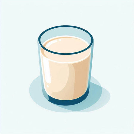 Milk in a glass. Vector illustration of a glass of milk.のイラスト素材