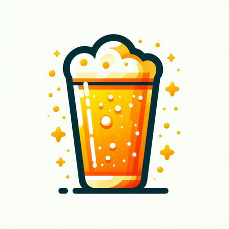 Beer glass with foam and bubbles isolated on a white background. Vector illustration.のイラスト素材