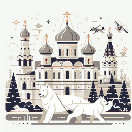 Cathedral of St. Sergius Lavra in Sergiev Posad, Russia. Vector illustrationのイラスト素材