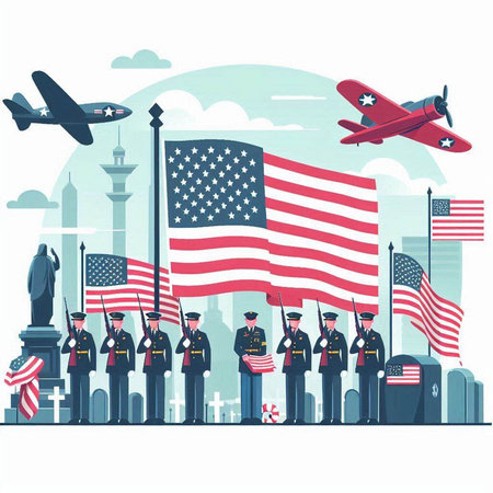 Patriotic Memorial Day in United States of America. Vector illustrationのイラスト素材