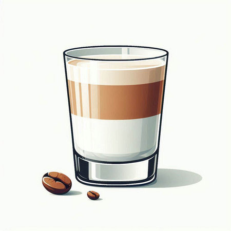 Illustration of a glass of cappuccino and coffee beansのイラスト素材