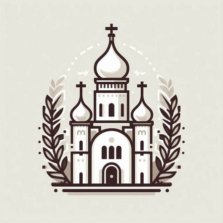 Church of the Intercession of the Blessed Virgin Mary. Vector illustration.のイラスト素材