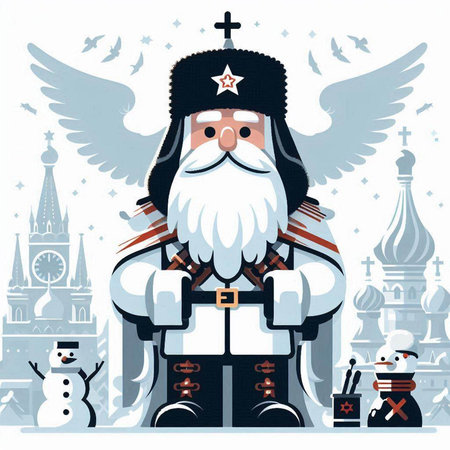 Santa Claus on the background of the Kremlin. Vector illustration for your designのイラスト素材