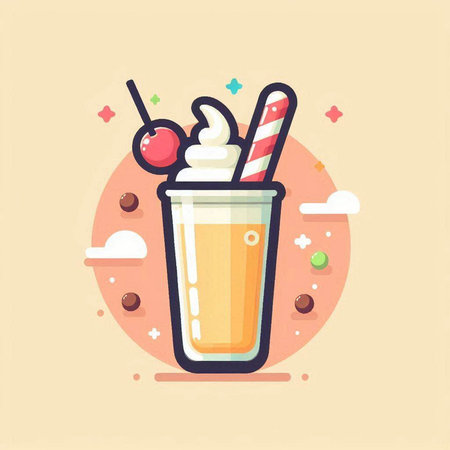 Fruit smoothie in a glass with a straw. Vector illustration.のイラスト素材
