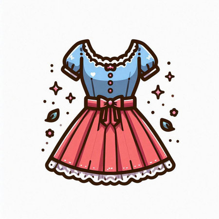 Illustration of a dirndl with stars on a white backgroundのイラスト素材
