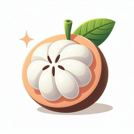Illustration of a mangosteen fruit on a white background.のイラスト素材