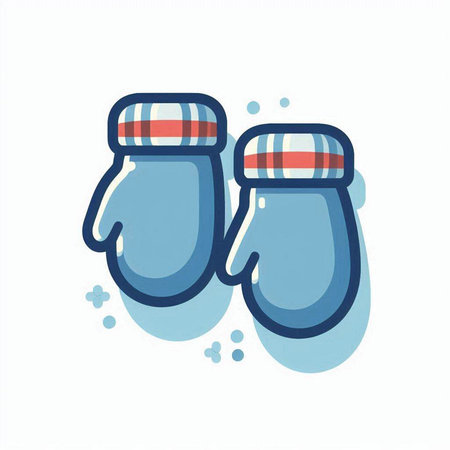 Pair of blue mittens isolated on white background. Vector illustration.のイラスト素材