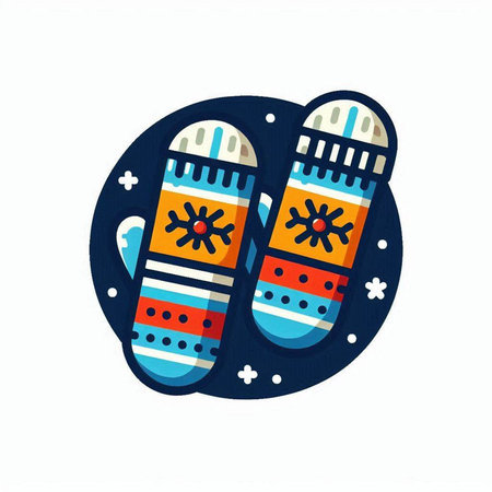 Vector illustration of two Christmas socks in the form of snowflakesのイラスト素材