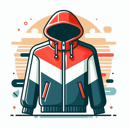 Vector illustration of a jacket on a white background in flat style.のイラスト素材
