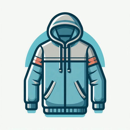 Winter jacket icon. Vector illustration in flat style. Isolated on white background.のイラスト素材
