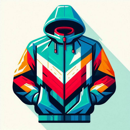Colorful vector illustration of a man in a jacket with a hoodのイラスト素材