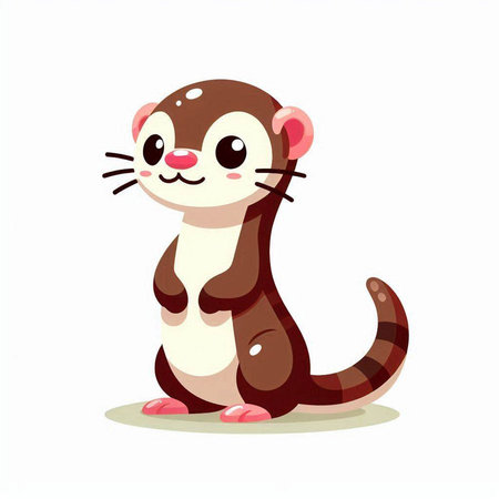 Cute ferret isolated on a white background. Vector illustration.のイラスト素材